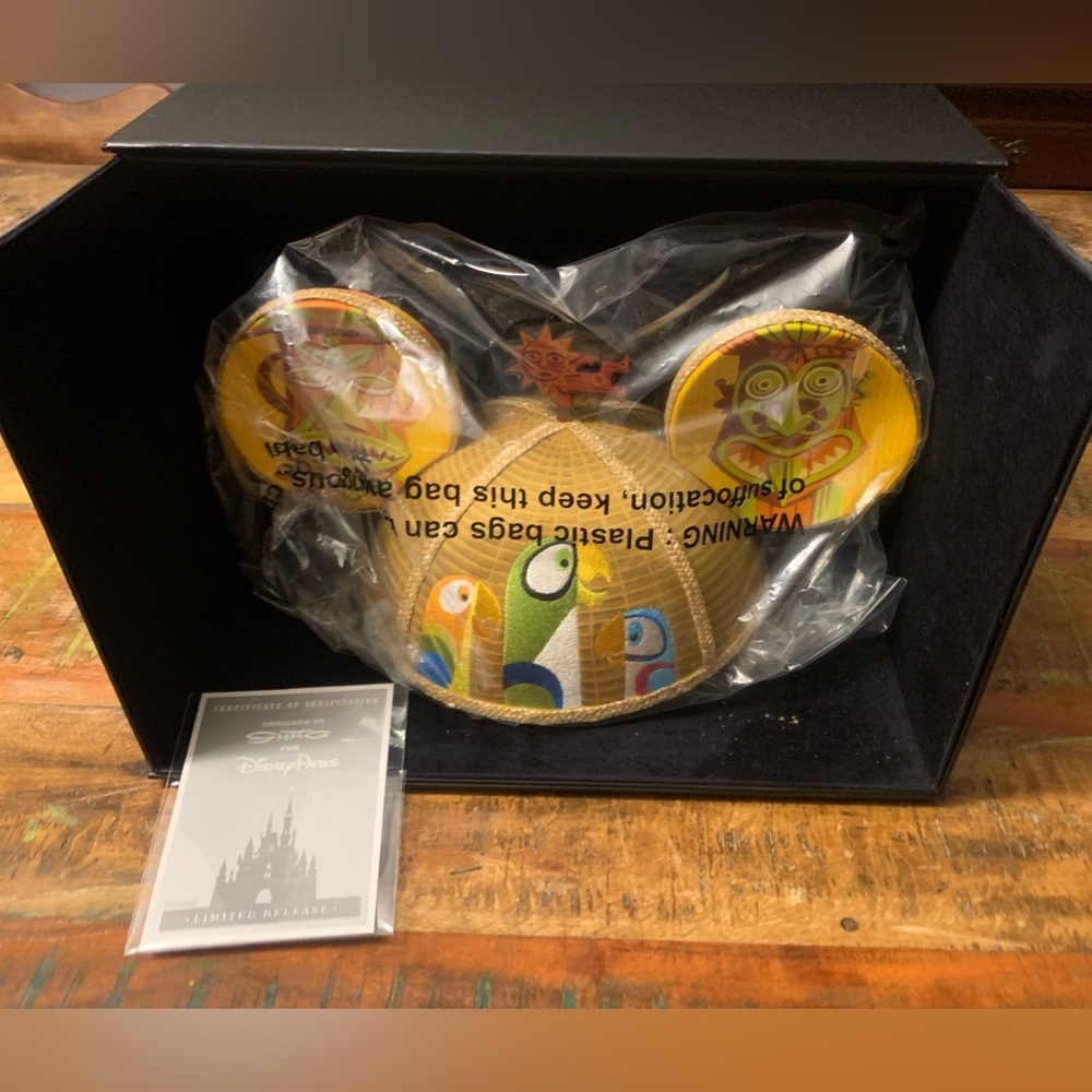 EUC WDW Disney Parks Designer Enchanted Tiki Room Mickey Ear Hat rare summer